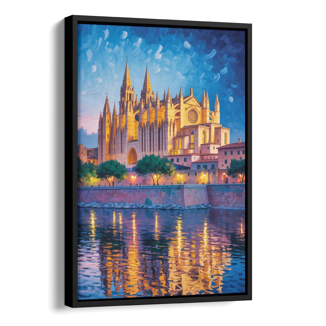 Cathedral of Santa Maria Side - Black Canvas Wall Art