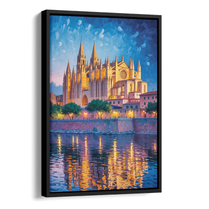 Cathedral of Santa Maria Side - Black Canvas Wall Art