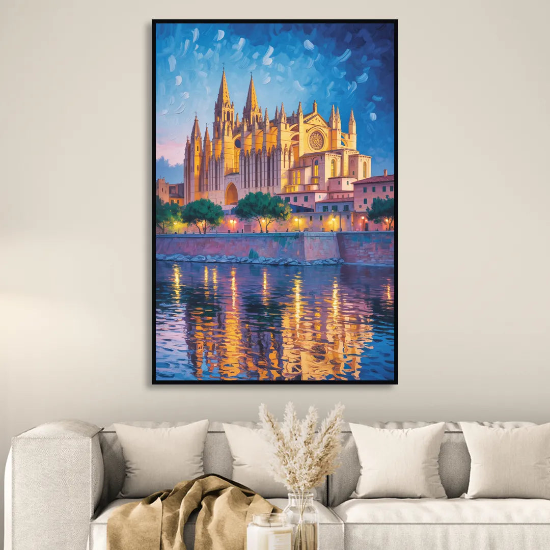 Cathedral of Santa Maria Living Room - Black Canvas Wall Art