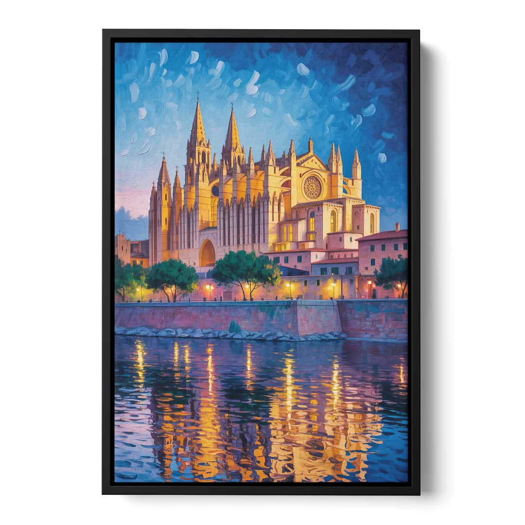 Cathedral of Santa Maria Front - Black Canvas Wall Art