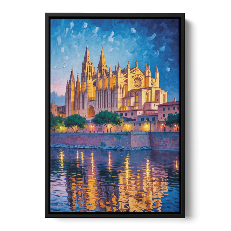 Cathedral of Santa Maria Front - Black Canvas Wall Art