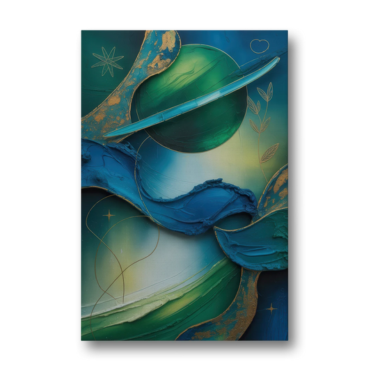 Celestial Nature Blue and Green Abstract - Canvas Wall Art - Front