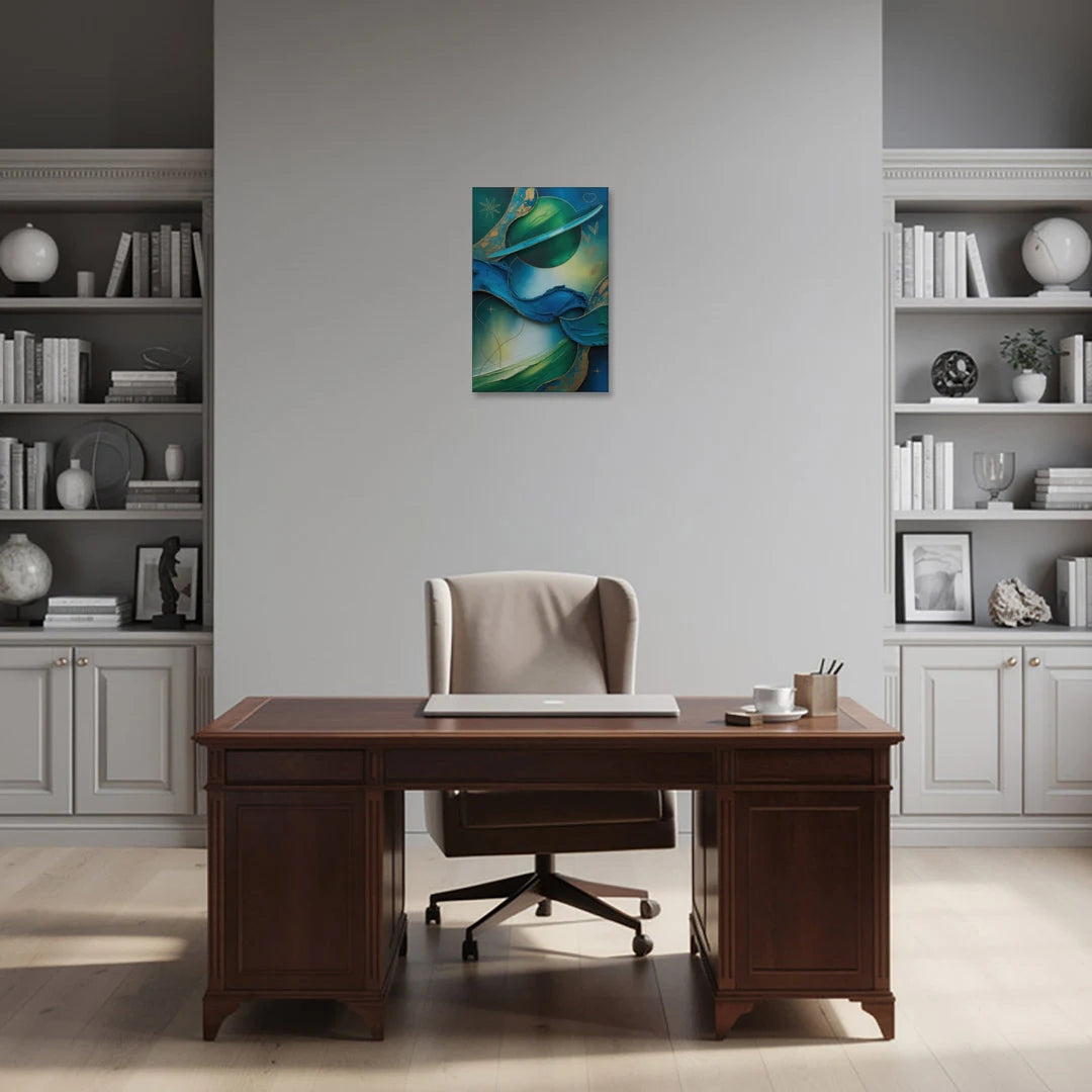 Celestial Nature Blue and Green Abstract - Canvas Wall Art - Office - 16x24