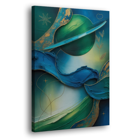 Celestial Nature Blue and Green Abstract - Canvas Wall Art - Side