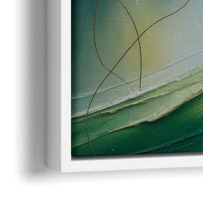 Celestial Nature Blue and Green Abstract - Close-Up White Frame Canvas