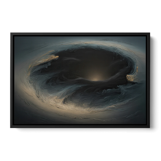 Celestial Vortex Black Abstract - Black Framed Canvas Wall Art - Front