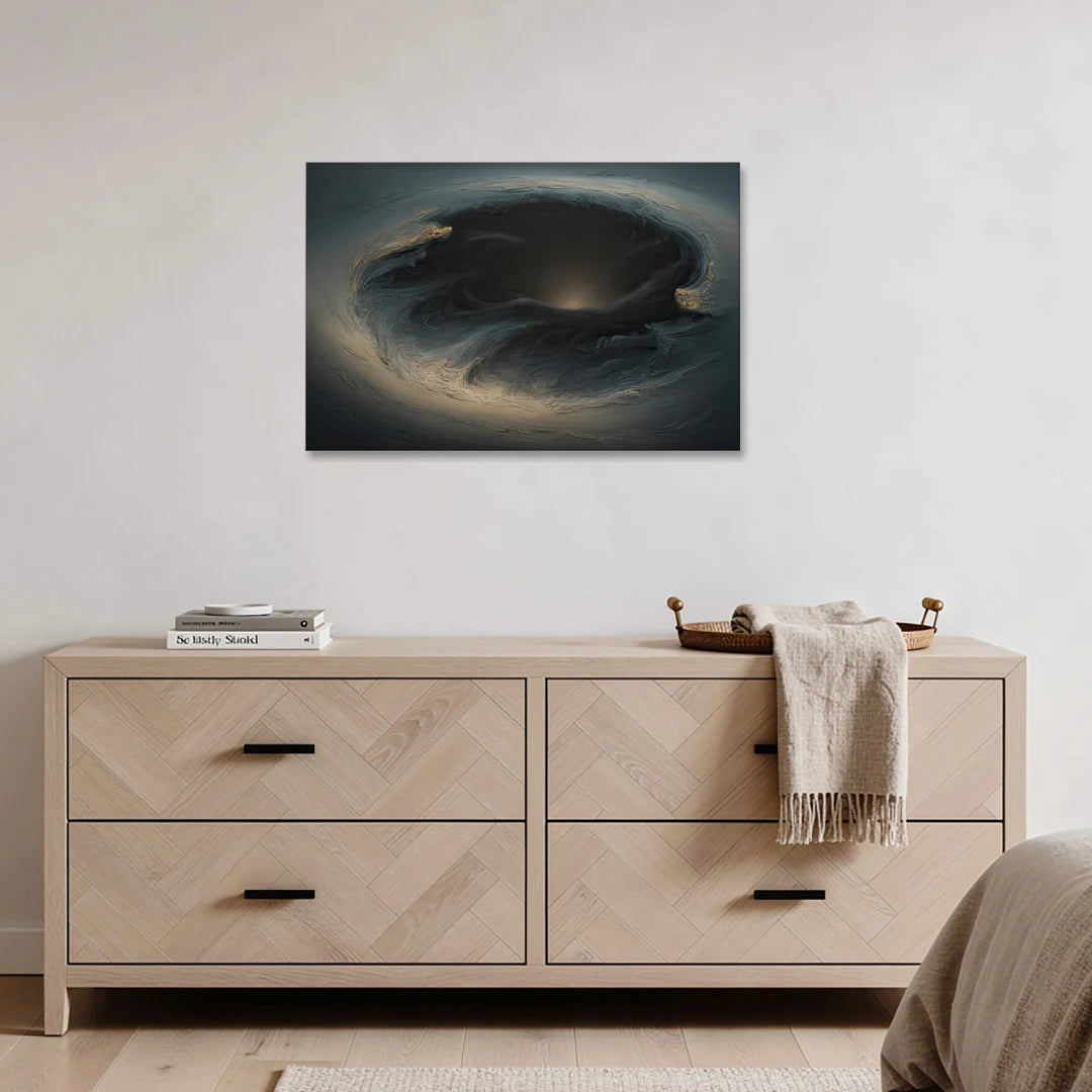 Celestial Vortex Black Abstract - Canvas Wall Art - Coffee Table - 36x24