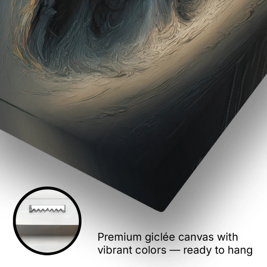 Celestial Vortex Black Abstract - Canvas Wall Art - Gallery Wrap Corner