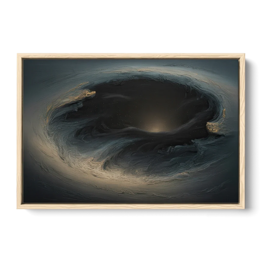 Celestial Vortex Black Abstract - Oak Framed Canvas Wall Art - Front