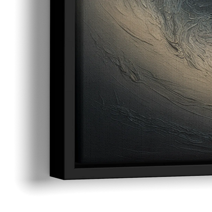 Celestial Vortex Black Abstract - Close-Up Black Frame Canvas