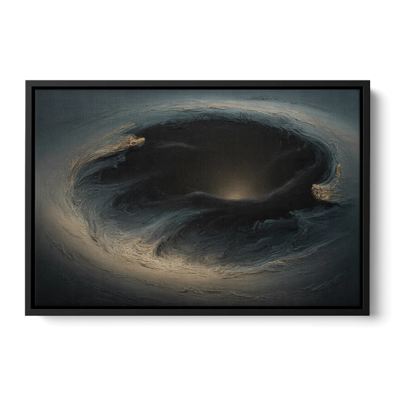 Celestial Vortex Black Abstract Front - Black Canvas Wall Art
