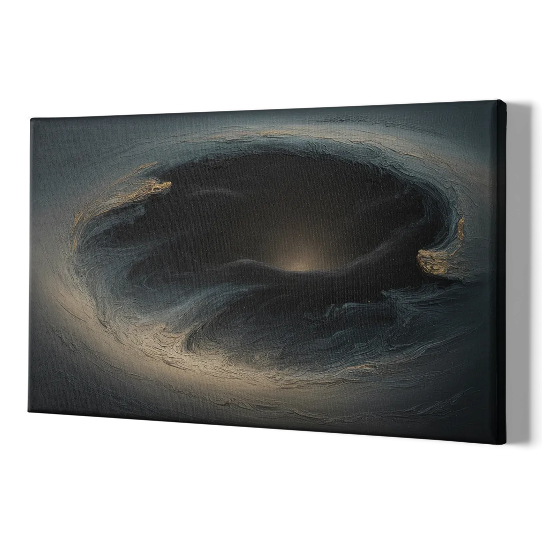 Celestial Vortex Black Abstract - Canvas Print Art Sides