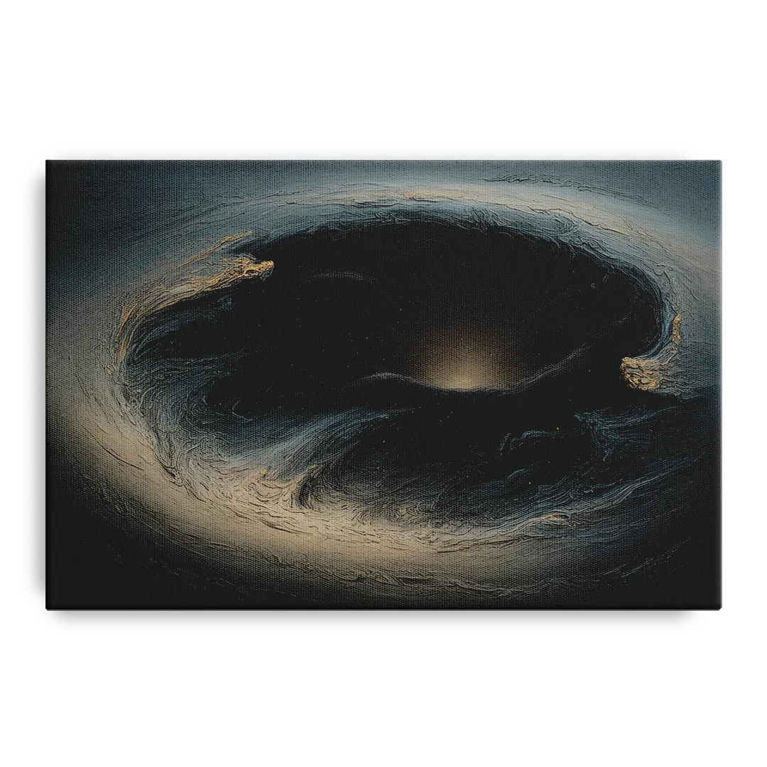 Celestial Vortex Black Abstract Front - Canvas Wall Art