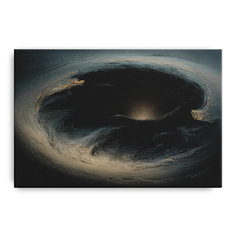 Celestial Vortex Black Abstract Front - Canvas Wall Art