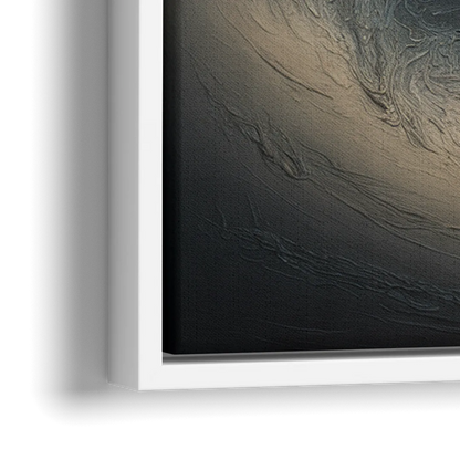 Celestial Vortex Black Abstract - Close-Up White Frame Canvas