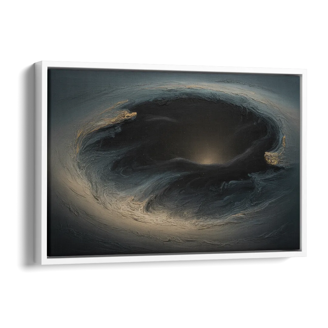 Celestial Vortex Black Abstract Side - White Canvas Wall Art