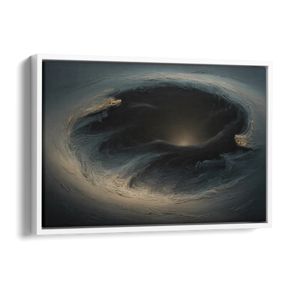 Celestial Vortex Black Abstract Side - White Canvas Wall Art