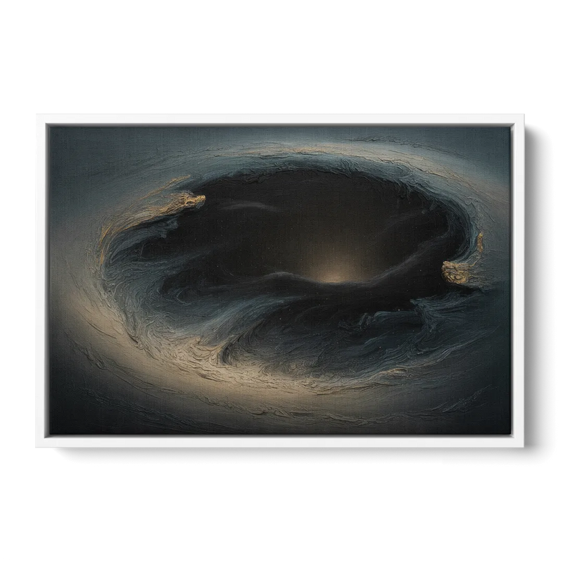 Celestial Vortex Black Abstract Front - White Canvas Wall Art