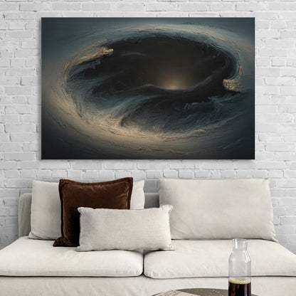 Celestial Vortex Black Abstract Sitting Room - Canvas Wall Art