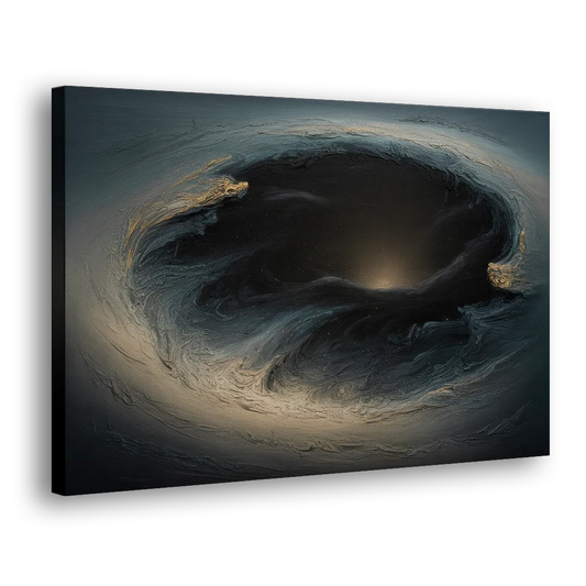 Celestial Vortex Black Abstract Side - Canvas Wall Art