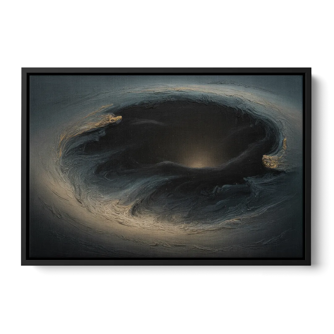 Celestial Vortex Black Abstract - Black Frame Canvas