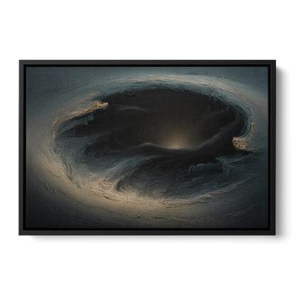 Celestial Vortex Black Abstract - Black Frame Canvas
