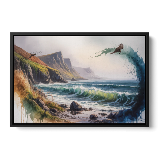 Celtic Coastline - Black Framed Canvas Wall Art - Front
