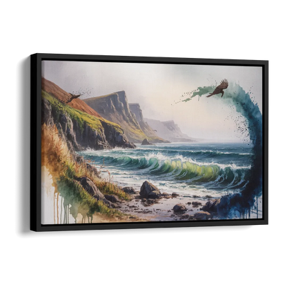 Celtic Coastline Side - Black Canvas Wall Art
