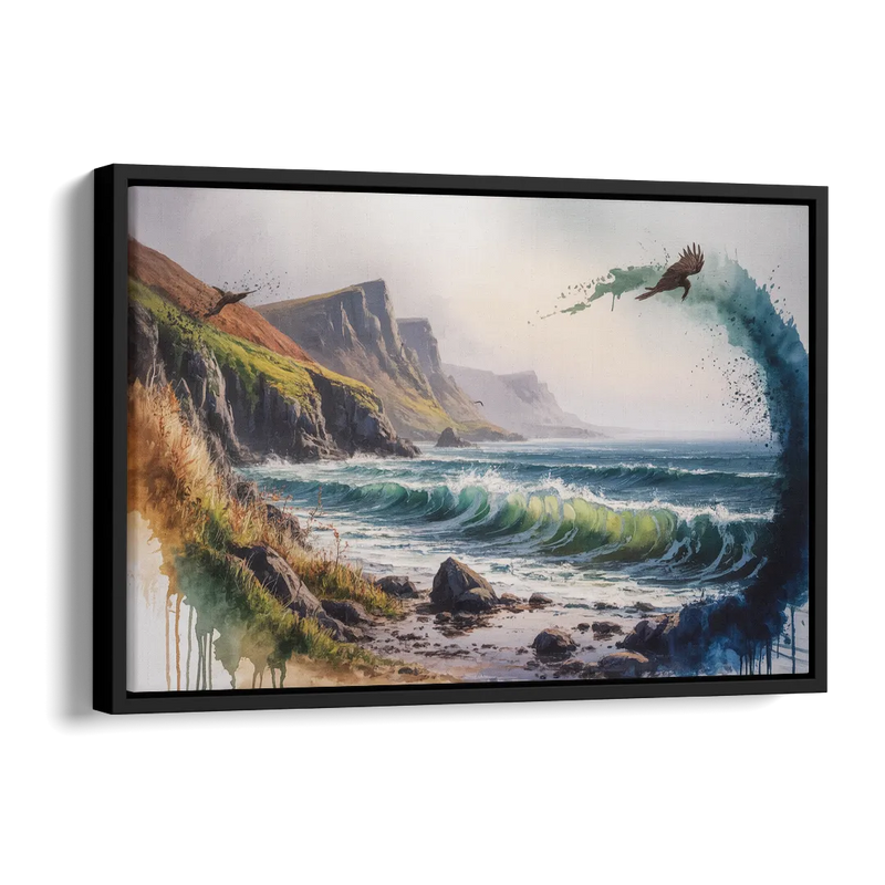 Celtic Coastline Side - Black Canvas Wall Art