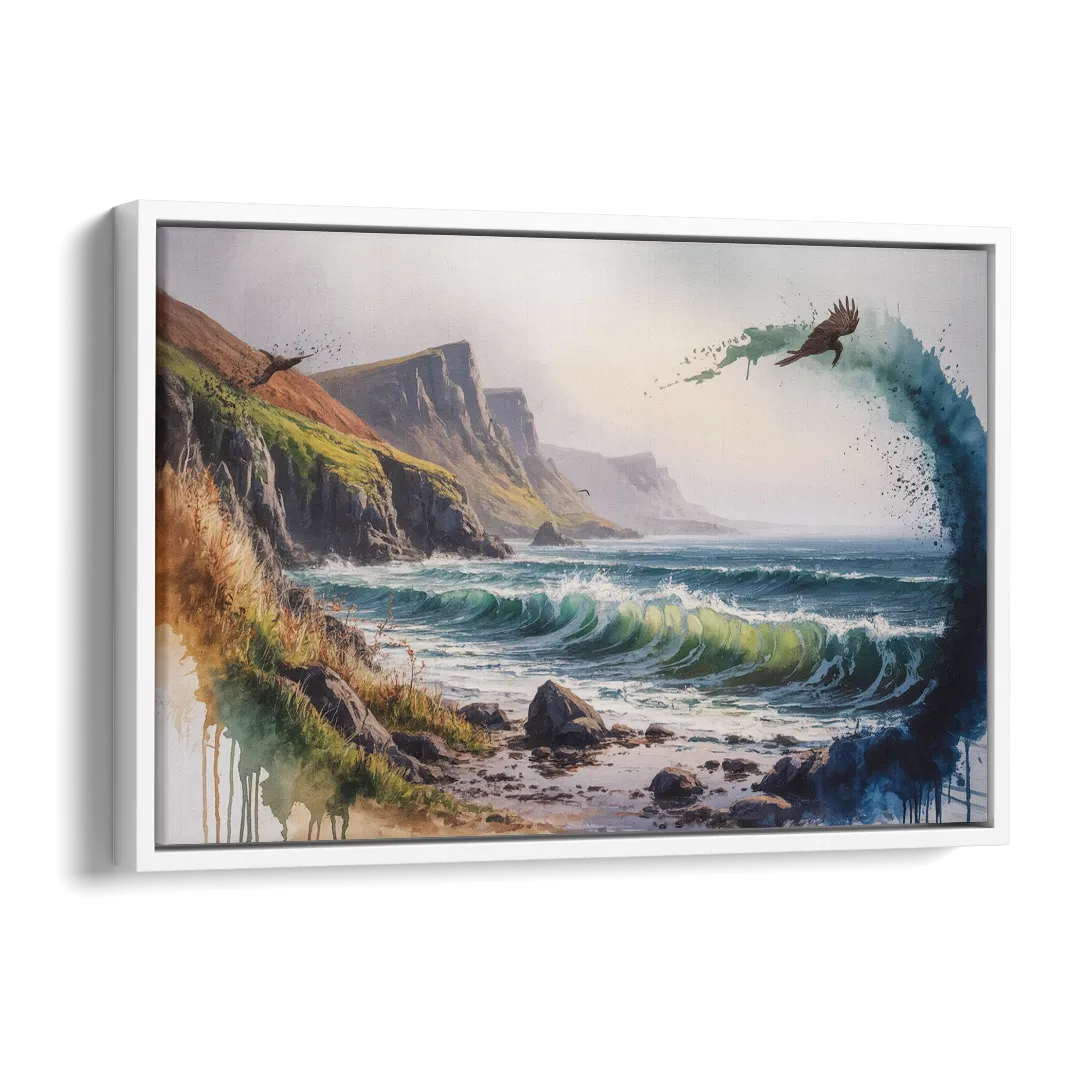 Celtic Coastline Side - White Canvas Wall Art