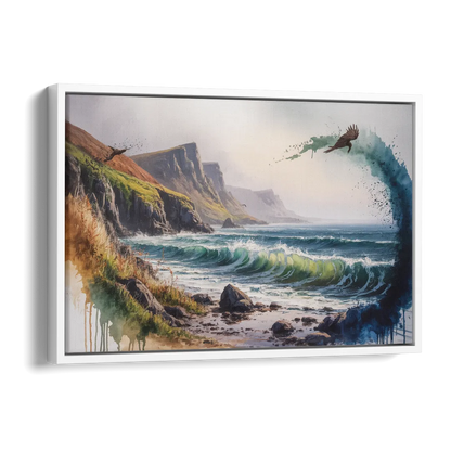 Celtic Coastline Side - White Canvas Wall Art