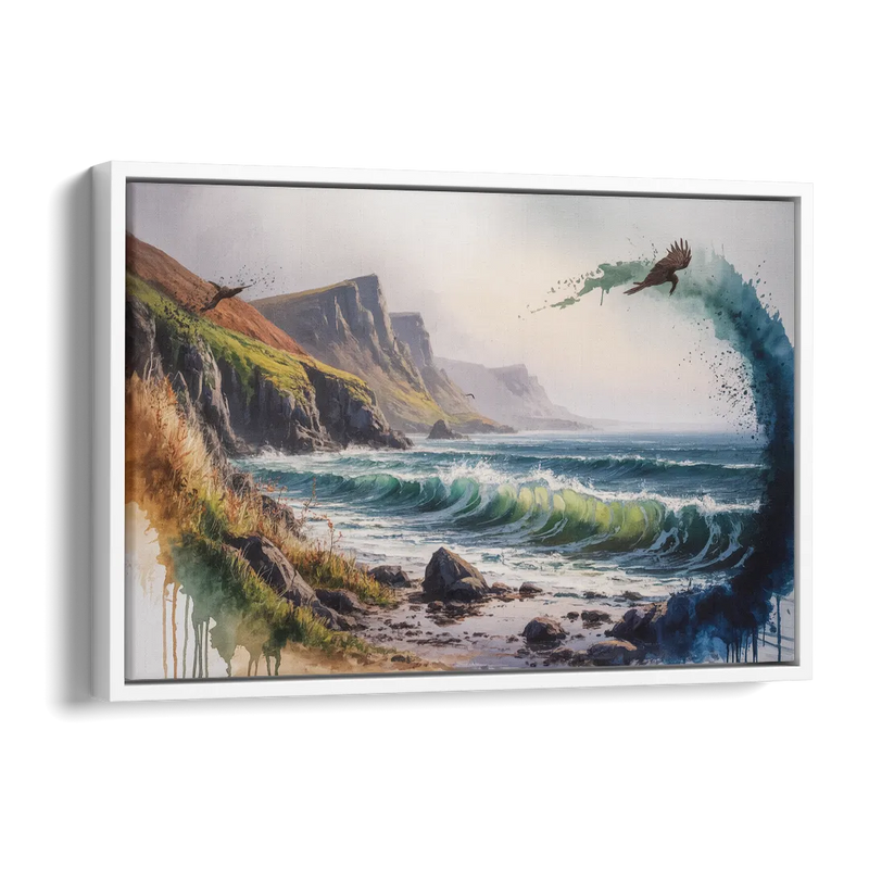 Celtic Coastline Side - White Canvas Wall Art