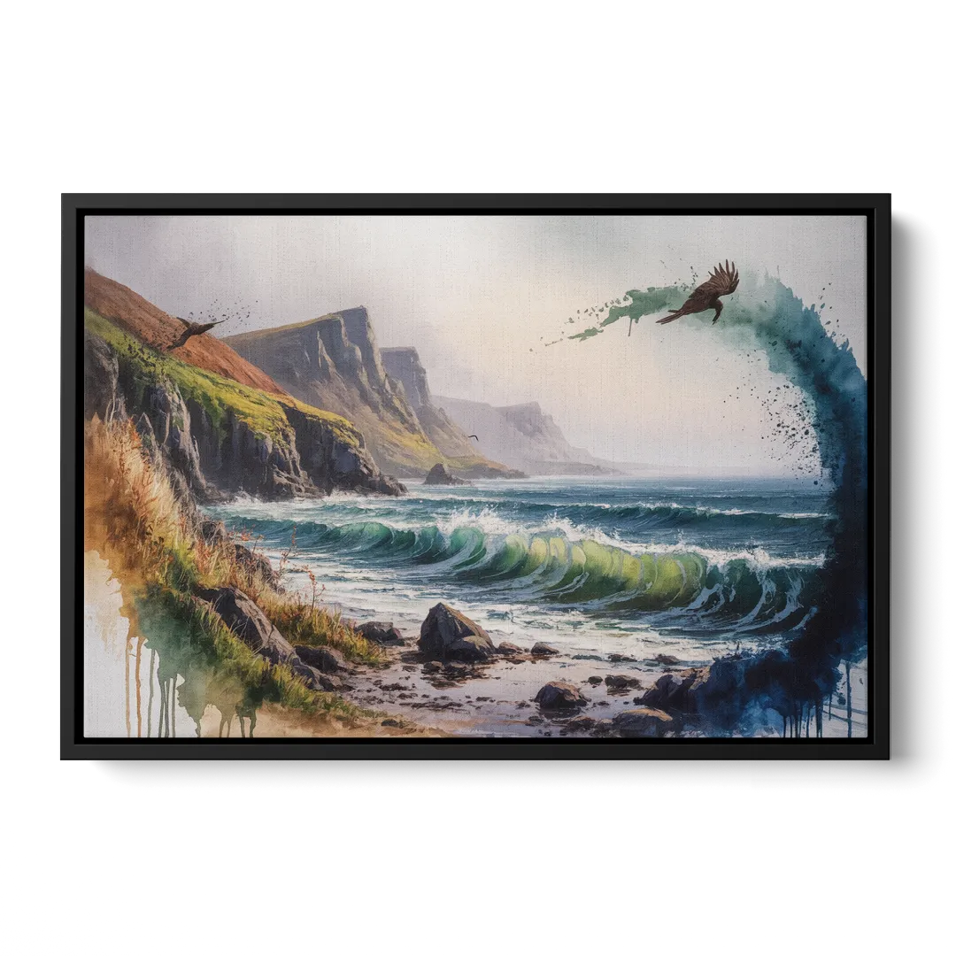 Celtic Coastline Front - Black Canvas Wall Art