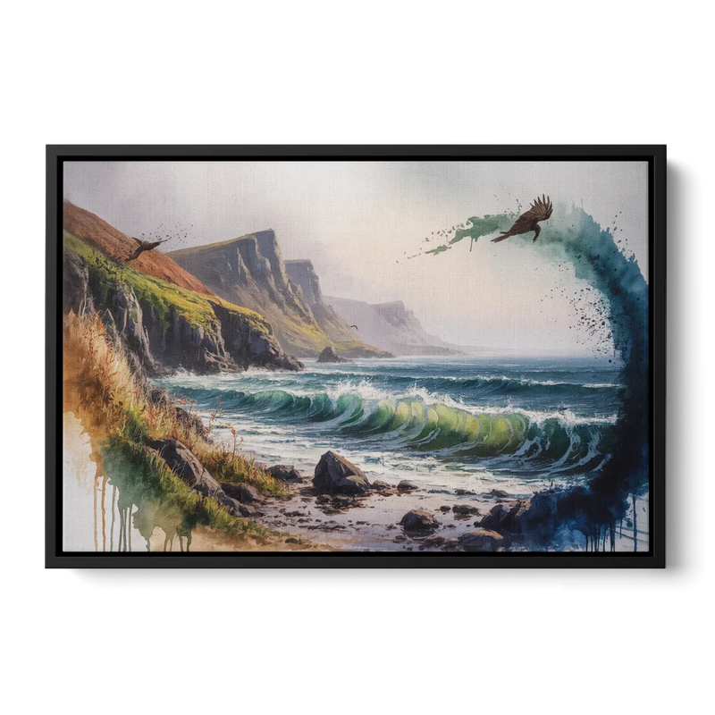 Celtic Coastline Front - Black Canvas Wall Art