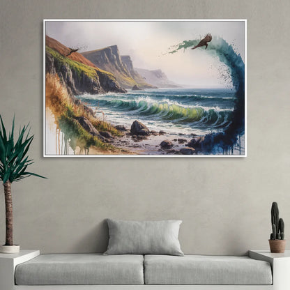 Celtic Coastline Sitting Room - White Canvas Wall Art