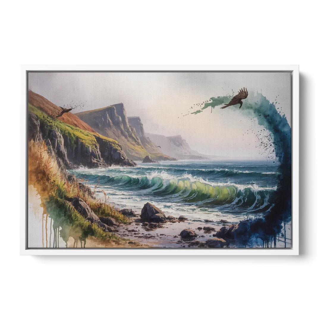 Celtic Coastline Front - White Canvas Wall Art