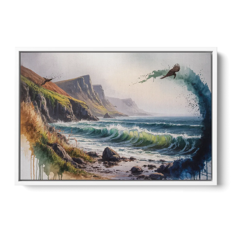 Celtic Coastline Front - White Canvas Wall Art