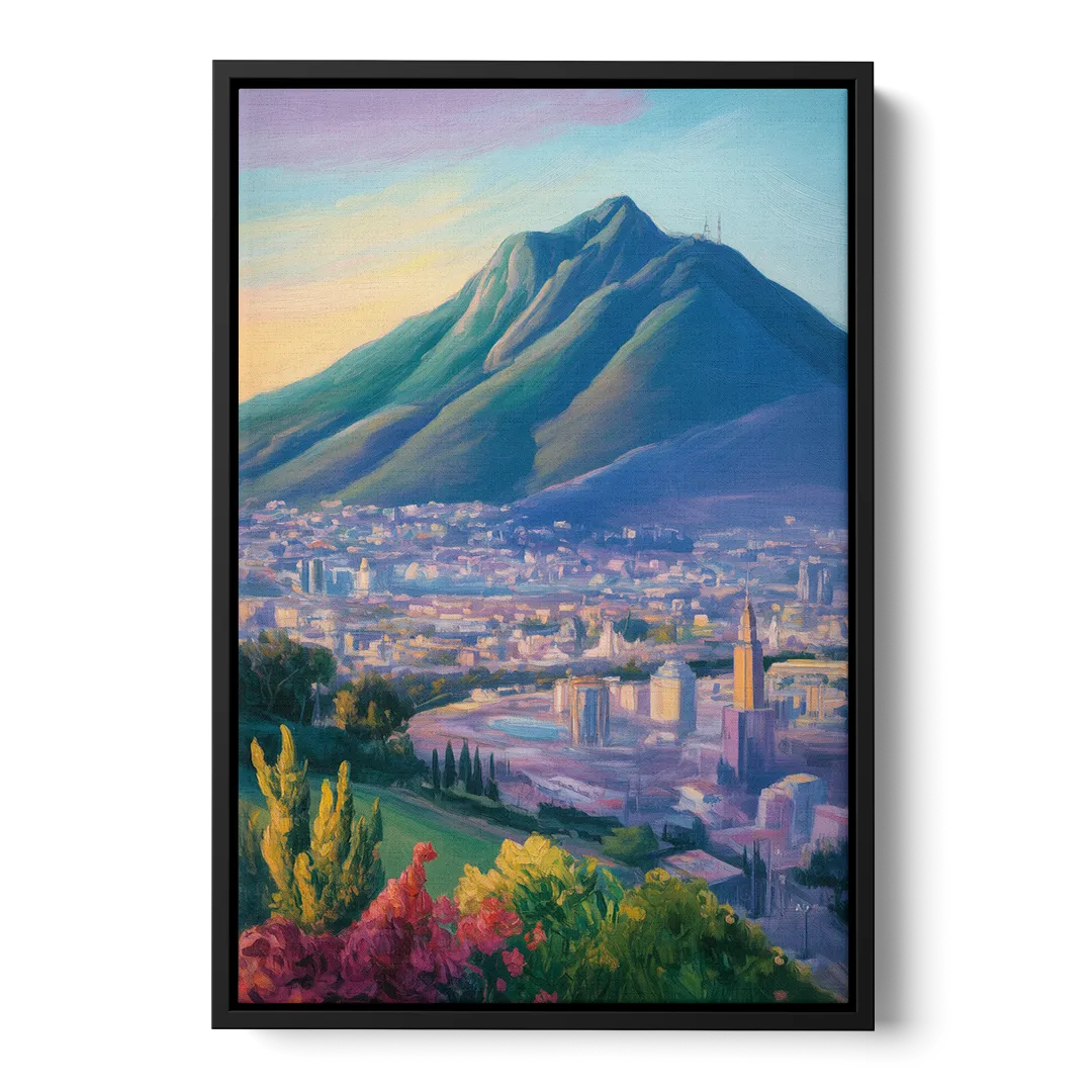 Cerro de la Silla View Front - Black Canvas Wall Art