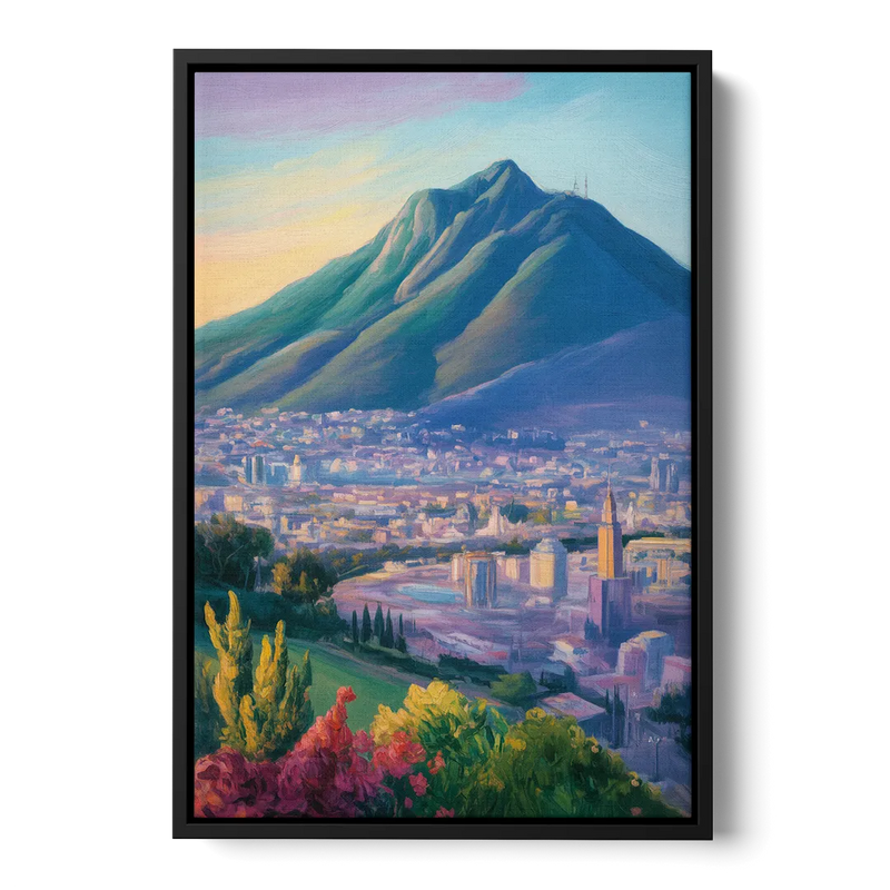 Cerro de la Silla View Front - Black Canvas Wall Art