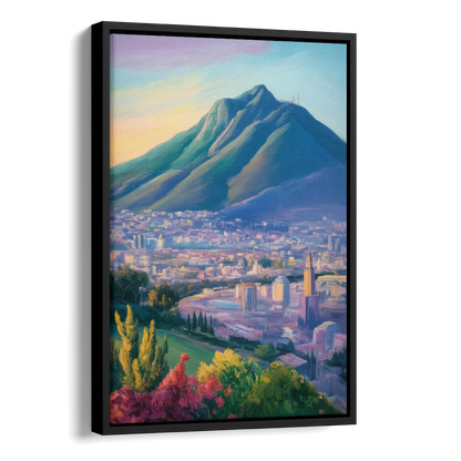 Cerro de la Silla View Side - Black Canvas Wall Art