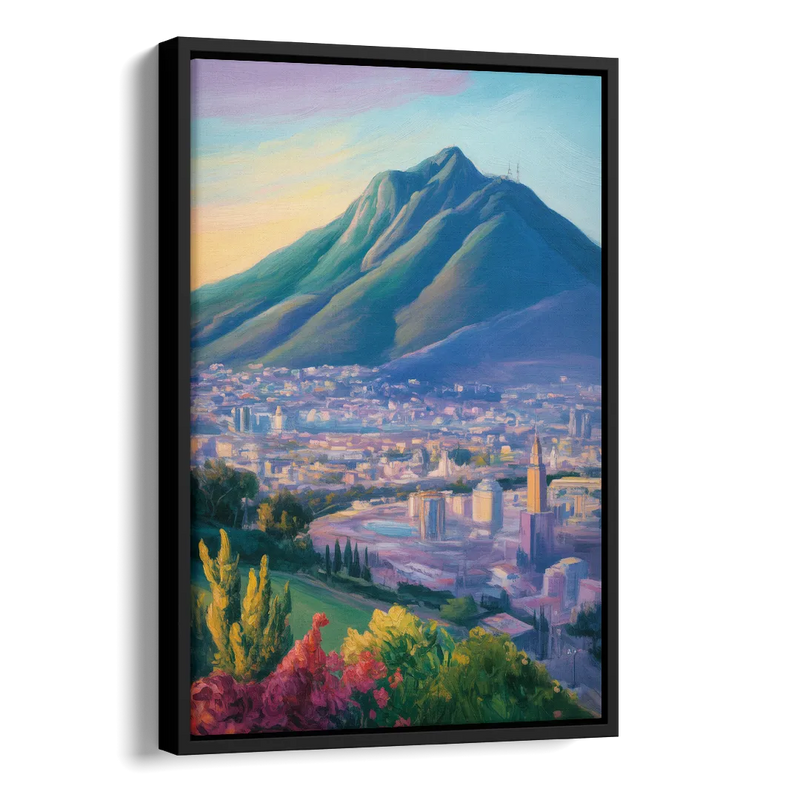 Cerro de la Silla View Side - Black Canvas Wall Art