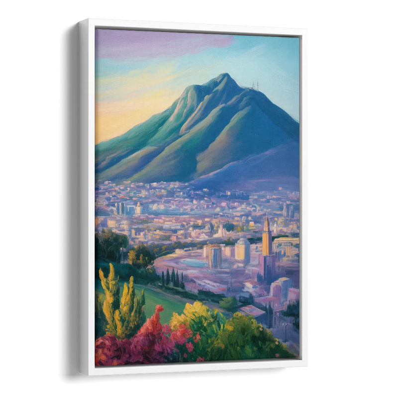 Cerro de la Silla View Side - White Canvas Wall Art