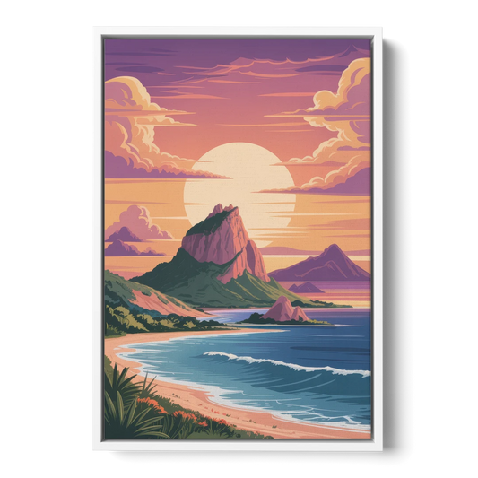 Cerro del Crestón Sunset - White Framed Canvas Wall Art - Front