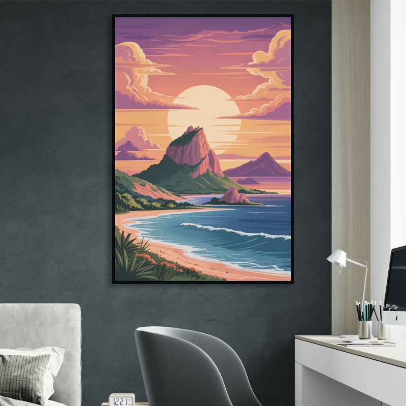 Cerro del Crestón Sunset Sitting Room - Black Canvas Wall Art