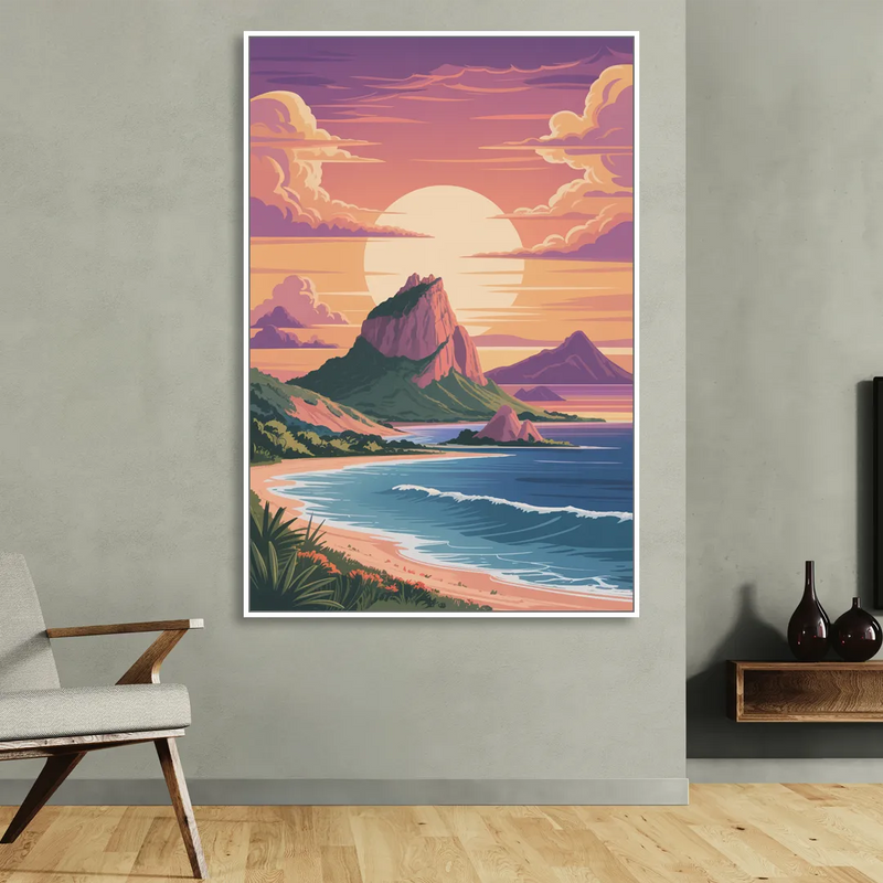 Cerro del Crestón Sunset Sitting Room - White Canvas Wall Art
