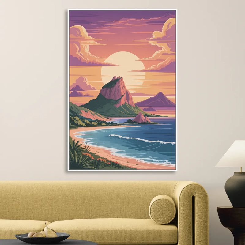 Cerro del Crestón Sunset Living Room - White Canvas Wall Art