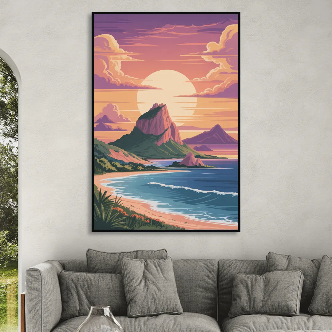 Cerro del Crestón Sunset Living Room - Black Canvas Wall Art