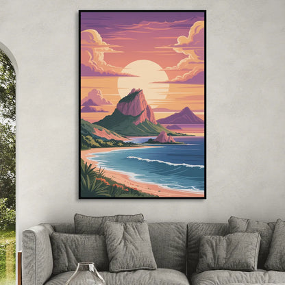 Cerro del Crestón Sunset Living Room - Black Canvas Wall Art