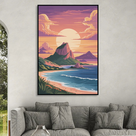 Cerro del Crestón Sunset Living Room - Black Canvas Wall Art
