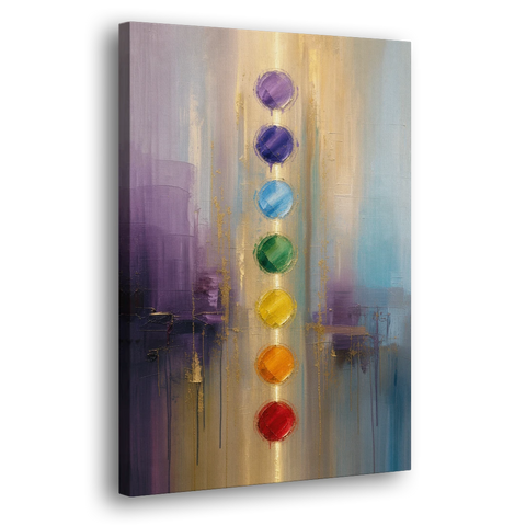 Chakra Painting with Golden Light Column - Canvas Wall Art - Side